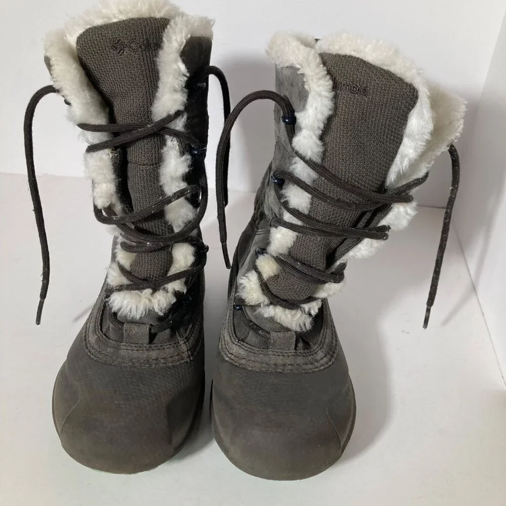 Girls Columbia Suede Faux Fur‎ Boot Brown Teal 2 Lace Up